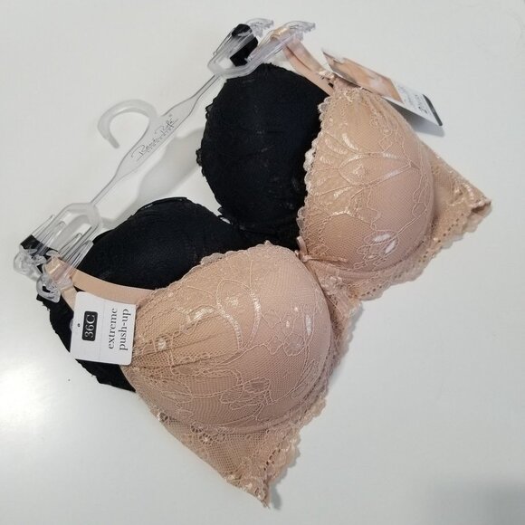 NWT RENE ROFE Extreme Push Up 2 Pack Bras Color Black/Beige‎ Size 36C - Picture 9 of 10